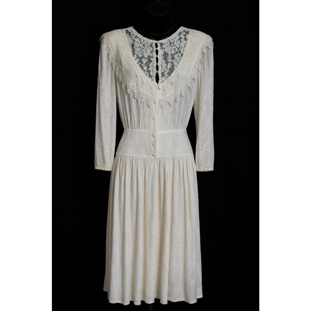 VTG McClintock Womens Dress 12 Lace Drop Waist Wedding Victorian Maxi Edwardian - Picture 10 of 10